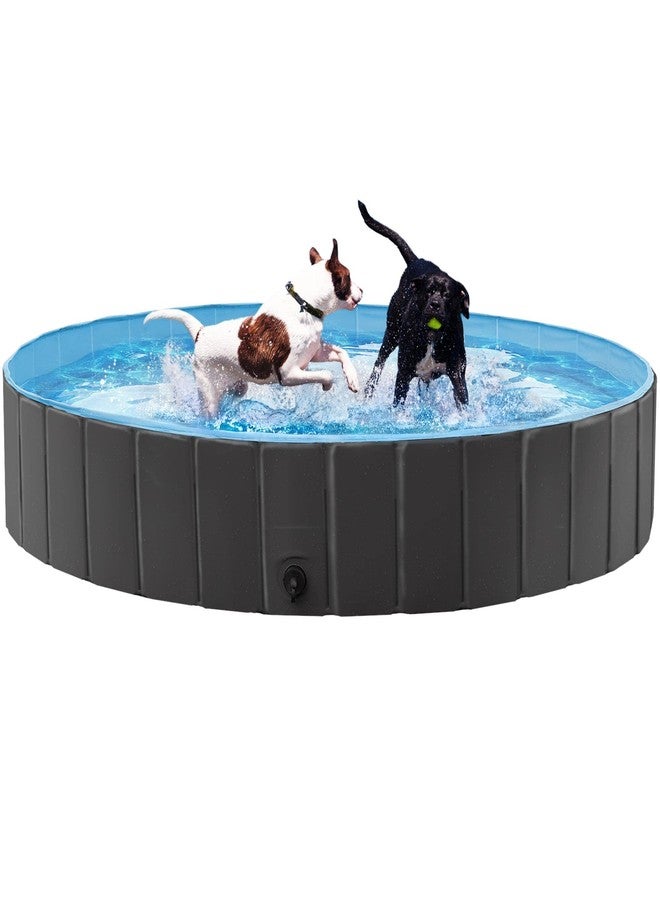 Yaheetech Foldable Dog Pool Collapsible Hard Plastic Dog Swimming Pool Portable Pet Pools Doggie Wading Pool Bath Tub for Puppy Small Medium Large Dogs, 63 x 12 Inches Black - Image 1